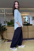 Made in Italy Perfect Breton V Long Sleeve Top Light Grey - ** 